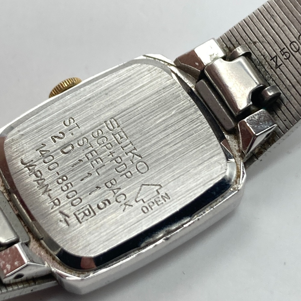 Vintage Seiko Women's Watch Tank 17mm Silver Tone 1400-8500 New Battery 6.25" - Picture 12 of 13